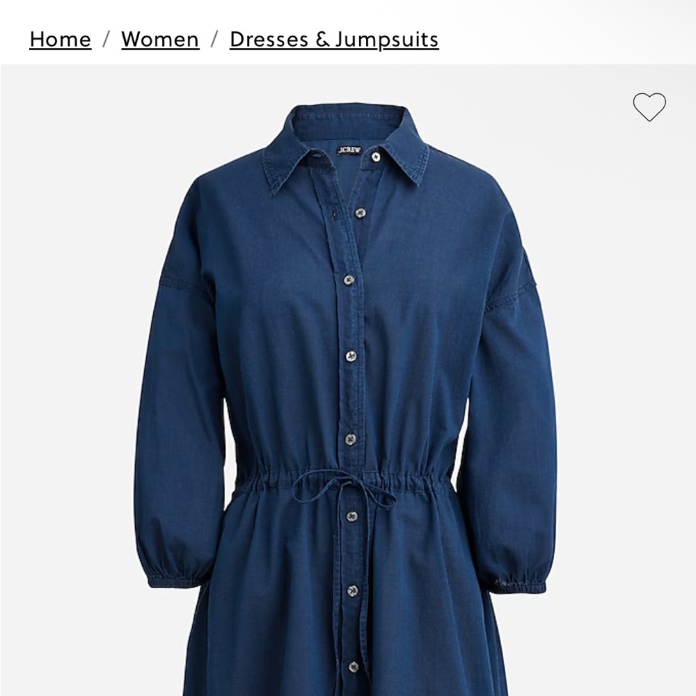 JCrew Cinched shirtdress in indigo cotton